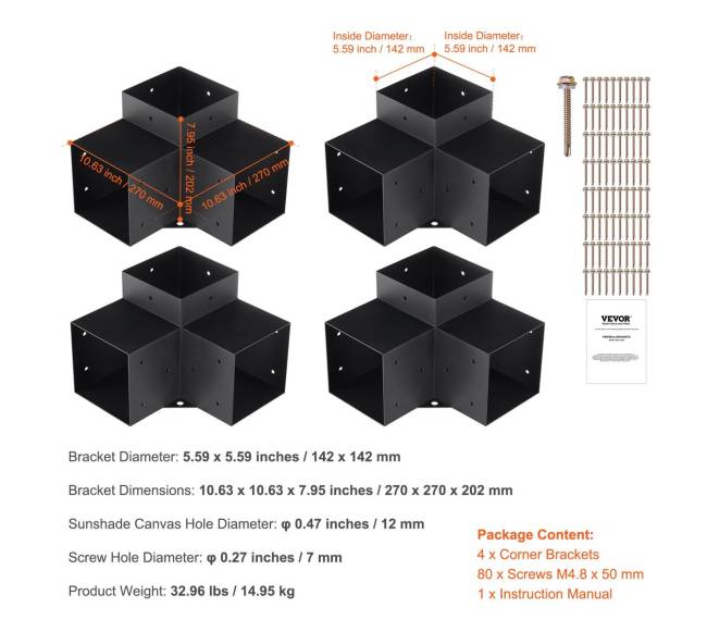 6x6 pergolos laikiklių rinkinys, 3 krypčių10