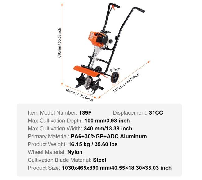 Benzininis 38CC 4-taktis sodo kultivatorius6