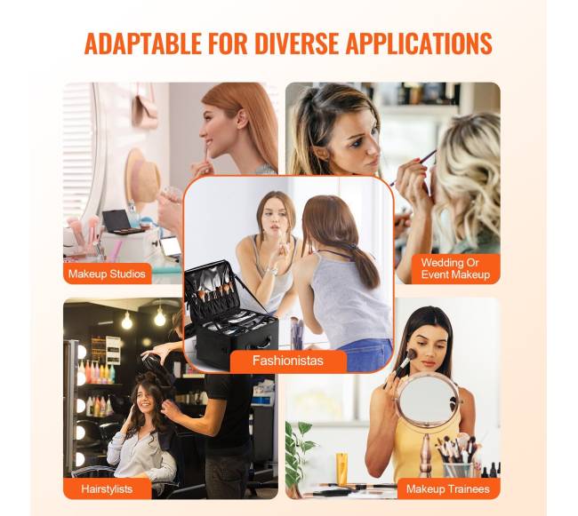 Dėklas makiažui su ratukais, 3 aukštų, juodas5