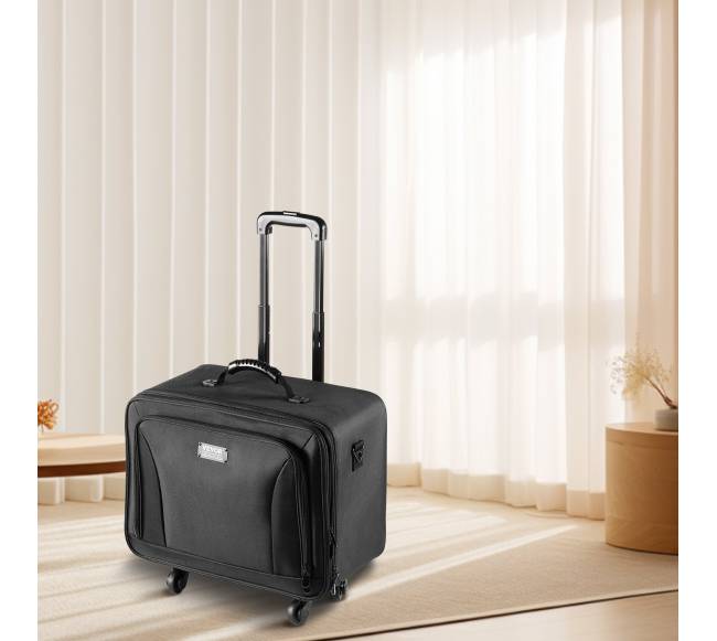 Dėklas makiažui su ratukais, 3 aukštų, juodas7