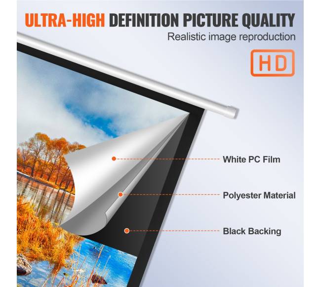 Elektrinis projektoriaus ekranas 100 colių UHD2