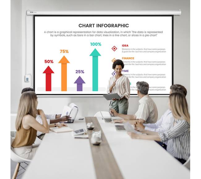 Elektrinis projektoriaus ekranas 100 colių UHD7