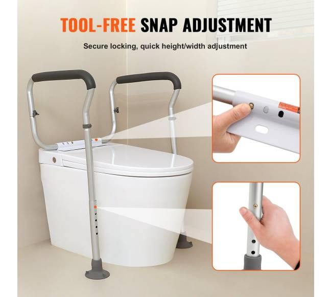 Reguliuojamas tualeto turėklas su paminkštintais atramomis2