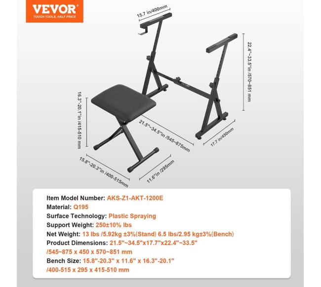Elektrinio pianino stovų ir suoliukų rinkinys6
