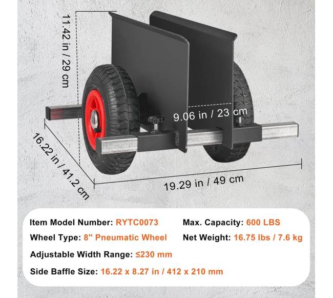 Plokštelių vežimėlis su 8" pneumatine ratuku6