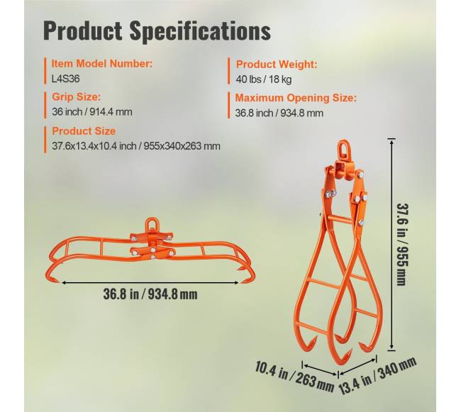 Rąstų pakėlimo kablis, 4 nagų griebtuvai6