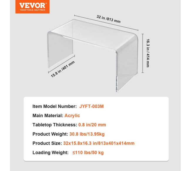 Skaidrus akrilinis kavos staliukas C formos6