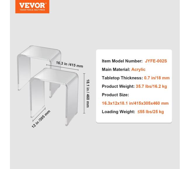 Akrilo c formos šoninis staliukas, 2 vnt.6