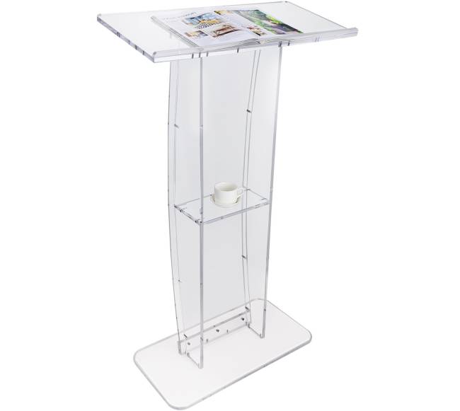 Akrilinis pultas su lentynėle ir plačiu paviršiumi0