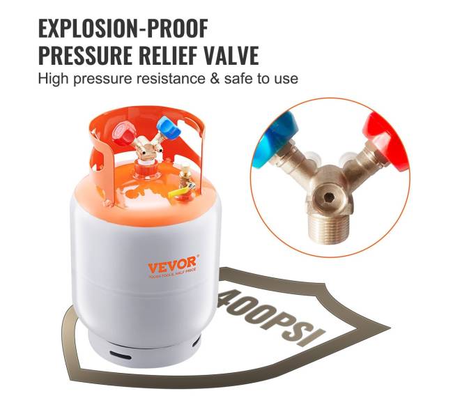 Šaldymo skysčio atgavimo 13,6 kg balionas 400 PSI Y vožtuvas3