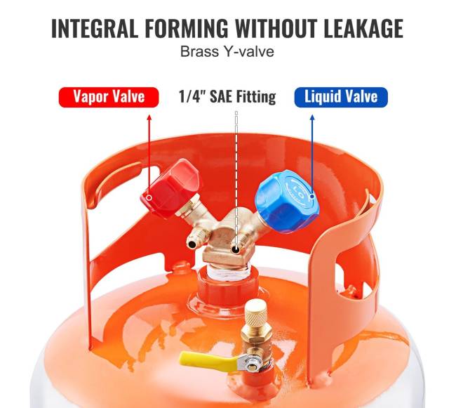 Šaldymo skysčio atgavimo 13,6 kg balionas 400 PSI Y vožtuvas5