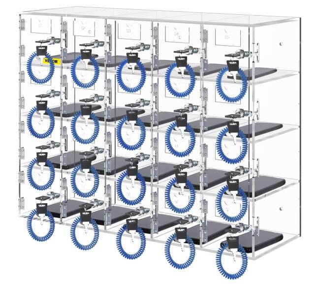 Mobiliojo telefono laikymo spintelė su 20 skyrelių0