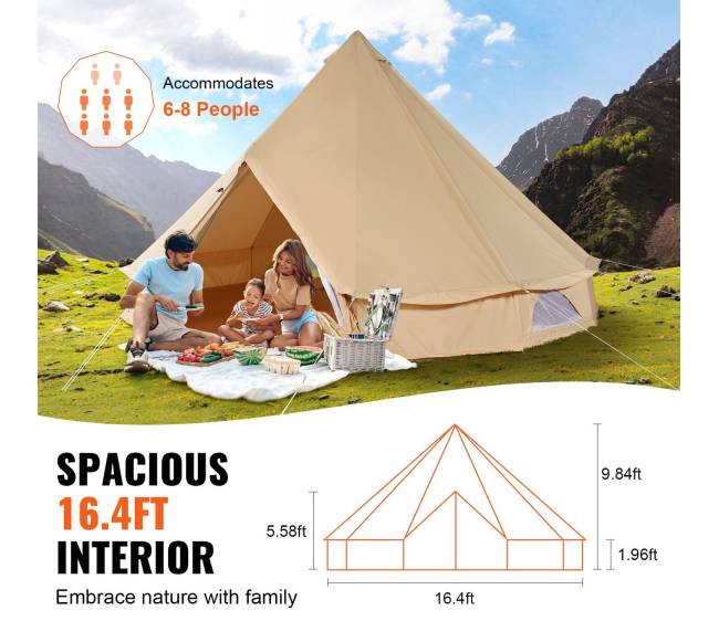 Drobės kupolo palapinė 5 m, tinkama visiems sezonams3