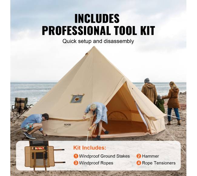 Drobės kupolo palapinė 5 m, tinkama visiems sezonams4