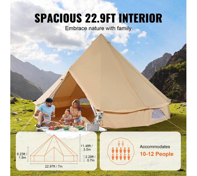 Drobinė kupolo palapinė 7 m, 12 žmonių talpa3