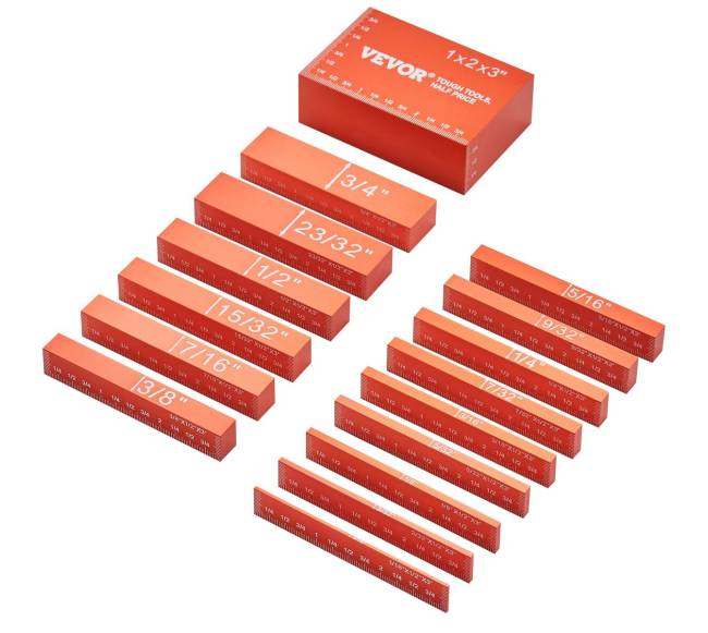 Medienos apdirbimo aukščio matuoklių rinkinys 16 vnt.9