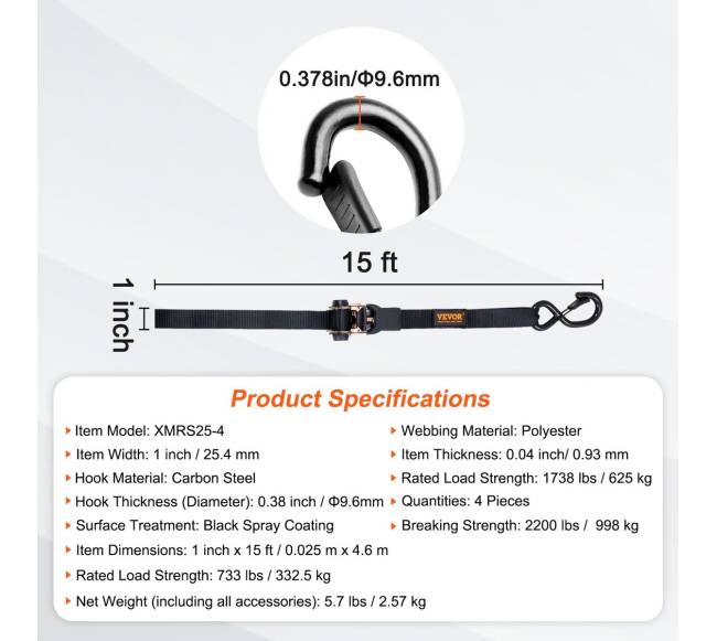 Reketinės tvirtinimo diržai, 998 kg apkrova6