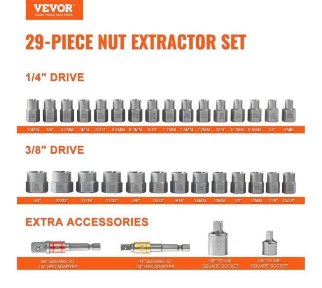 29 dalių varžtų ištraukiklių rinkinys1