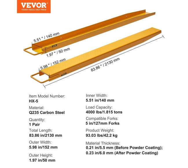 Šakinių krautuvų šakių prailginimai 213 cm, 140 mm6