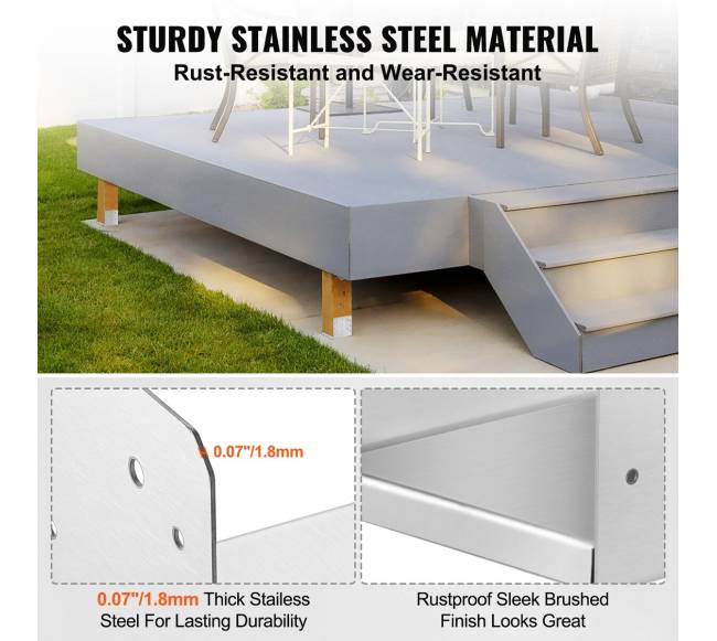 nerūdijančio plieno reguliuojama stulpo atrama 4 vnt.2