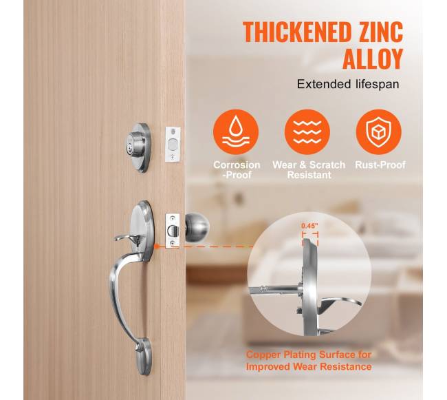 Įėjimo durų rankena su užraktu nikeliu2