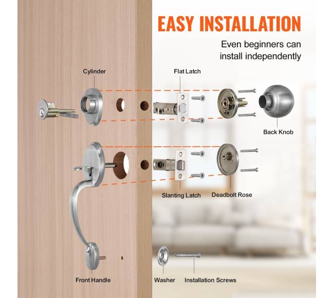 Įėjimo durų rankena su užraktu nikeliu4