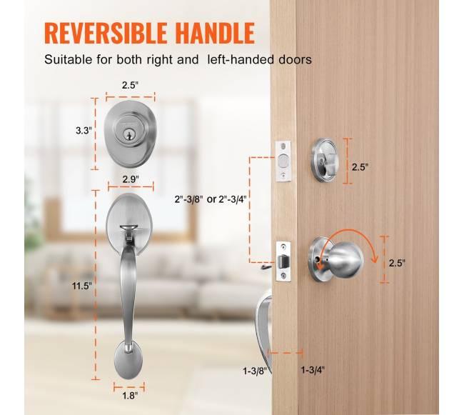 Įėjimo durų rankena su užraktu nikeliu5