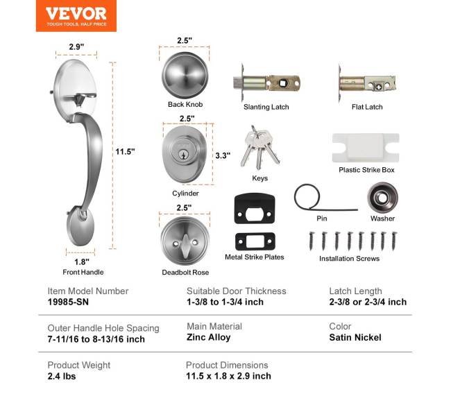 Įėjimo durų rankena su užraktu nikeliu6