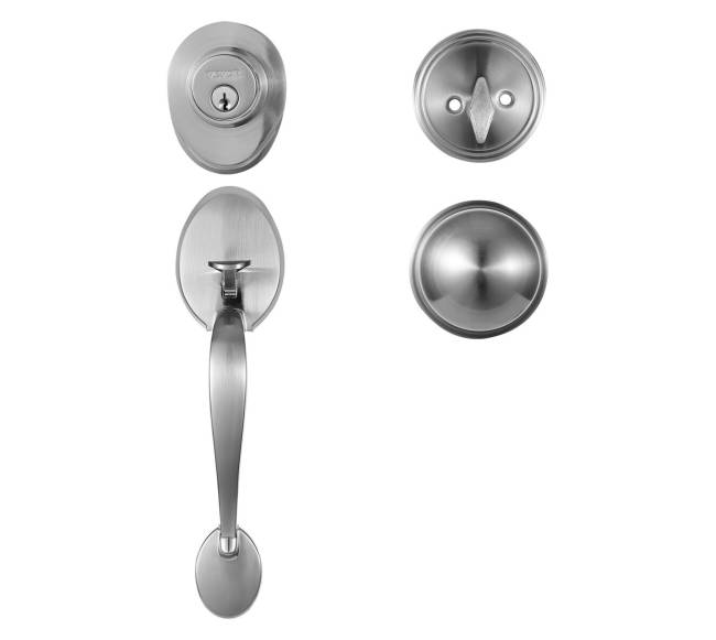 Įėjimo durų rankena su užraktu nikeliu9