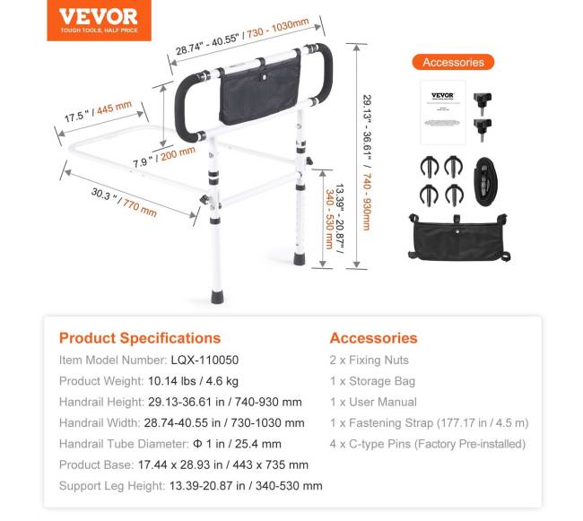 Lovos turėklai senjorams, sulankstomi 1806