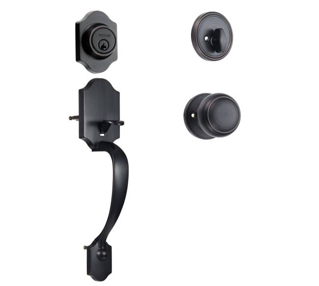 Priekinės durų rankenos ir skląsčio komplektas0