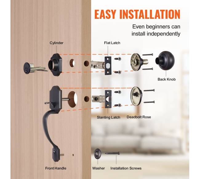 Priekinės durų rankenos ir skląsčio komplektas4