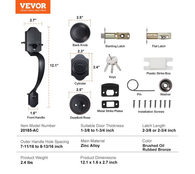 Priekinės durų rankenos ir skląsčio komplektas6