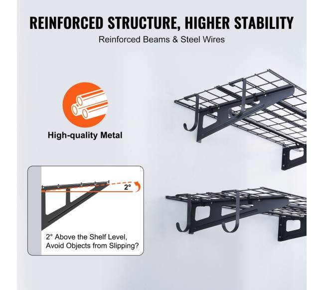 Sandėlio lentynos, 2 vnt., sieninės, 113 kg apkrova2