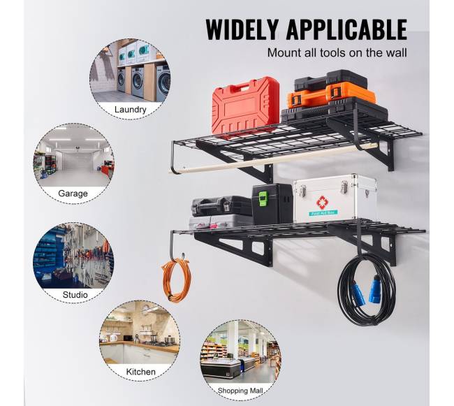 Sandėlio lentynos, 2 vnt., sieninės, 113 kg apkrova5