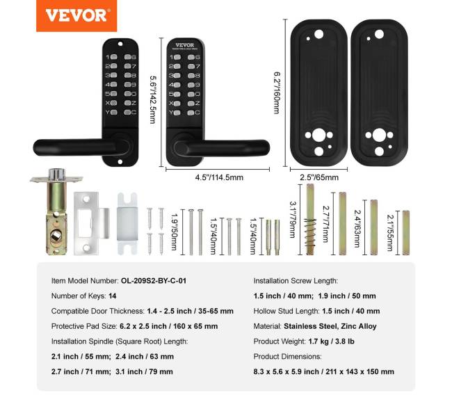 Mechaninė raktų neturinti durų spyna6