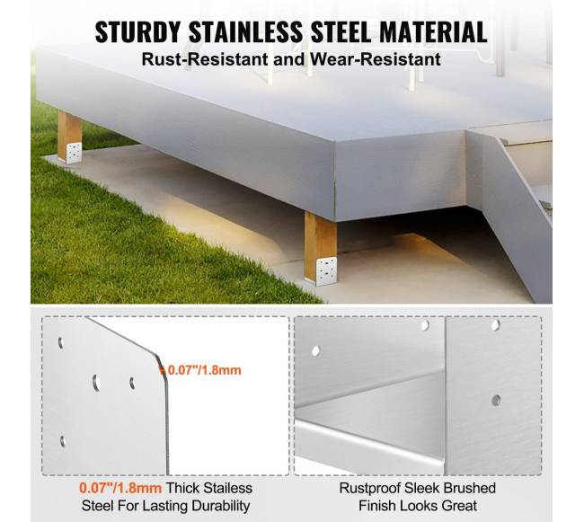 152.4x152.4 mm reguliuojama atrama stulpui, 10 vnt.2
