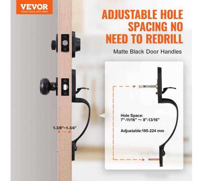 Priekinės durų rankenos ir užraktas, juoda spalva1