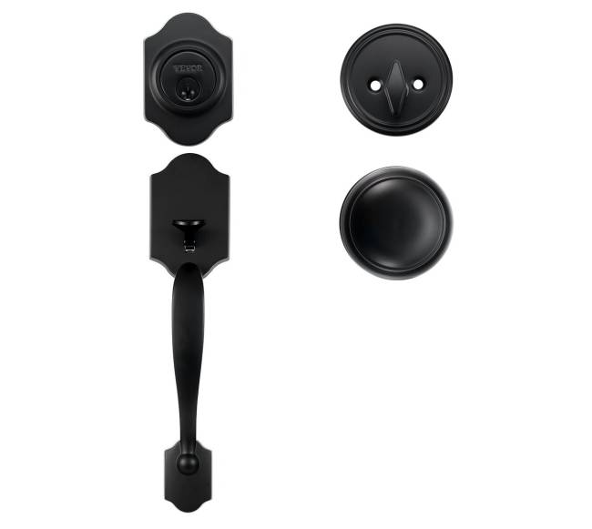 Priekinės durų rankenos ir užraktas, juoda spalva9