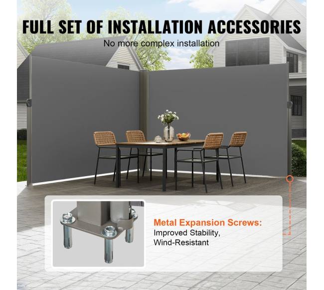 Ištraukiamas šoninis tentas lauko privatumo ekranui3