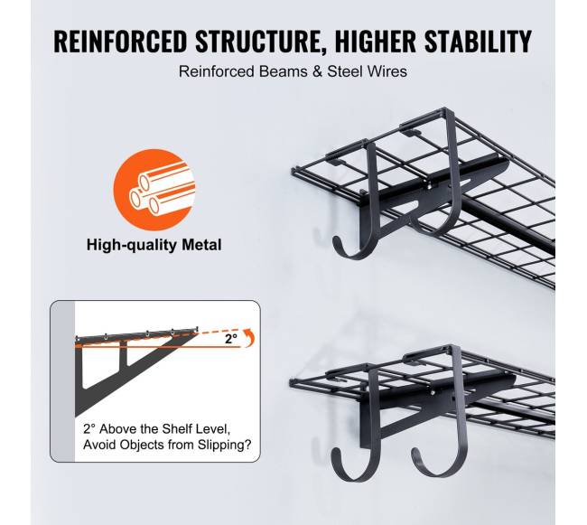 Sieniniai garažo lentynos, 2 vnt, su 90 kg apkrova2