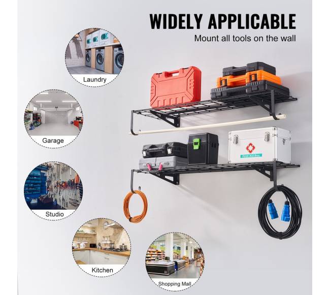 Sieniniai garažo lentynos, 2 vnt, su 90 kg apkrova5