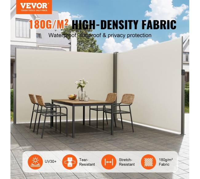 Ištraukiama šoninė stogelis, 200x600 cm, smėlio spalvos1