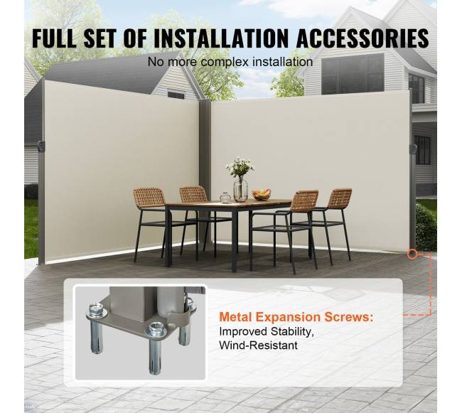 Ištraukiama šoninė stogelis, 200x600 cm, smėlio spalvos3