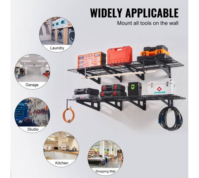 Pakabinamos garažo lentynos, 2 vnt, 183 x 61 cm, 454 kg5