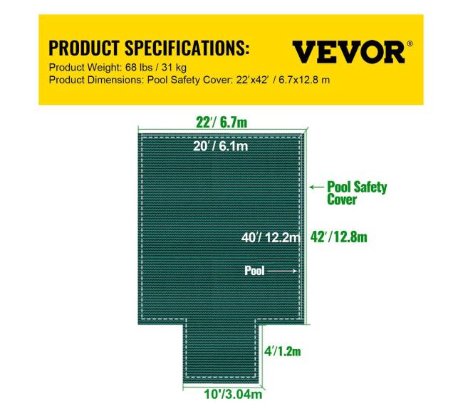 Stačiakampio baseino saugos danga 6.1x12.2m6