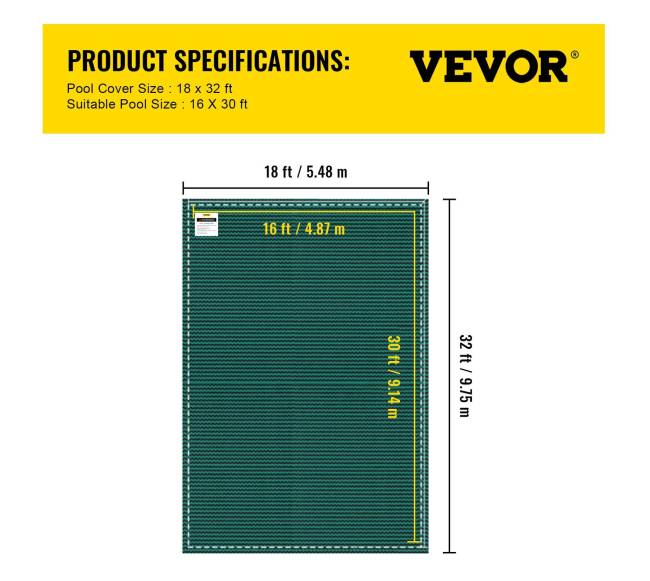 Baseino dangtis 16x30 pėdų stačiakampiams baseinams6