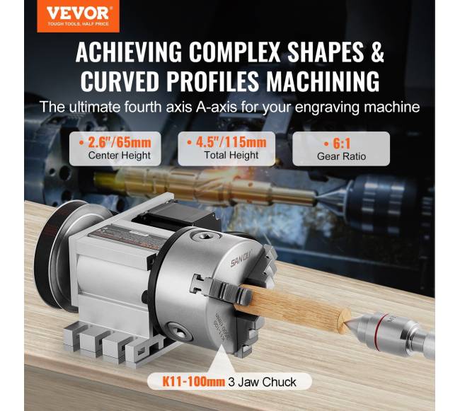 Indeksavimo padalymo galvutė su 3 žandų griebtuve CNC1