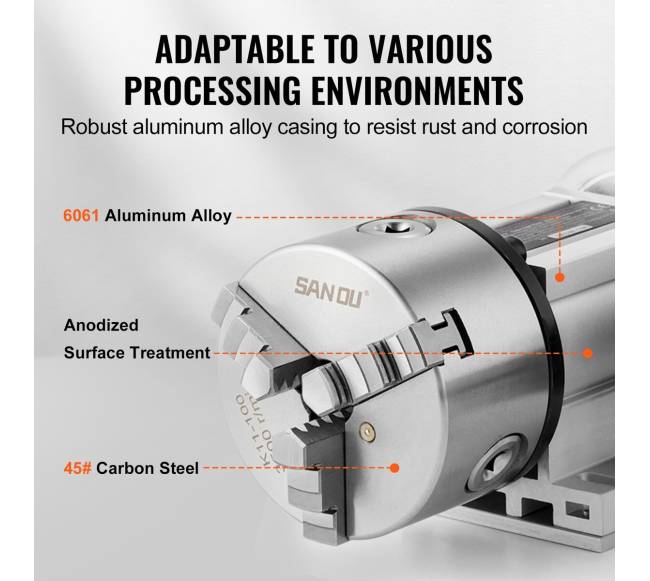 Indeksavimo padalymo galvutė su 3 žandų griebtuve CNC4