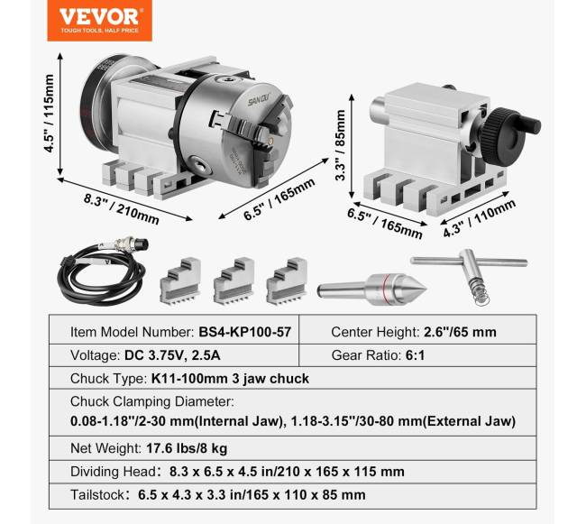 Indeksavimo padalymo galvutė su 3 žandų griebtuve CNC6